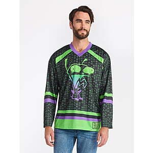 Invader Zim Men's & Big Men's Long Sleeve Graphic Hockey Jersey $7.80