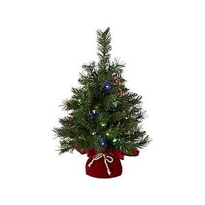 2' National Tree Company Multi-Color LED Pre-lit Artificial Mini Christmas Tree $16 + Free S&H w/ Amazon Prime