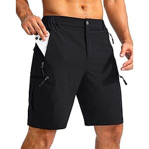 Pudolla Men's 9" Hiking Cargo Shorts w/ 5 Zipper Pockets (Various) $15