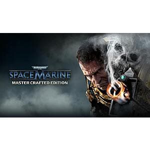 Warhammer 40,000: Space Marine Master Crafted Edition PC game cover art featuring a Space Marine in power armor.