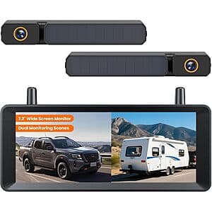 AUTO-VOX 2-Camera Solar Wireless Backup System for Vehicles w/ 7" 1080p Monitor $140 + Free S&H