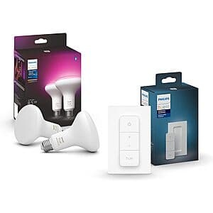 Philips Hue Dimmer Switch w/ 2-Count Philips Smart 85W BR30 White/Color LED Bulb $64.90 + Free S/H