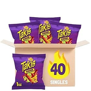 40-Pack 1-Oz Takis Fuego Extreme Spicy Rolled Tortilla Chips (Hot Chili Lime) $12.40 w/ Subscribe & Save