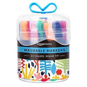 24-Pack Amazon Basics Kids Washable Round Tip Markers $7.90