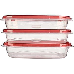 3-pk 4-cup Rubbermaid TakeAlongs Rectangle Food Storage Containers (Ruby Red) $3.45