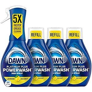 4-Pk 16-Oz Dawn Platinum Powerwash Dish Spray Starter Kit (Lemon Scent) $11.15 w/ S&S