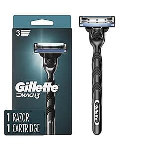 Gillette Mach3 razor handle with a single blade refill cartridge for men's shaving.