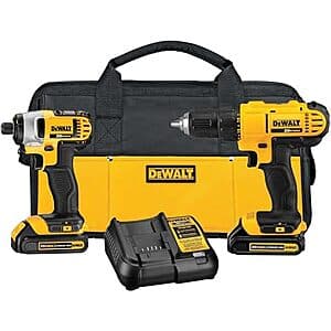 DeWALT 20V MAX Cordless Drill + Impact Driver Combo Kit + 10% Back w/ Prime Visa $139 + Free S&H