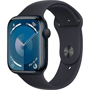 Apple Watch Series 9 (GPS) 45mm Midnight Aluminum Case with Midnight Sport Band with Blood Oxygen - S/M - Midnight $319
