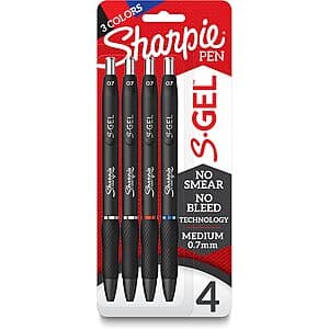 4-Ct Sharpie S-Gel Gel Pens (0.7mm Medium Point, 3 Colors) $3.80 w/ S&S