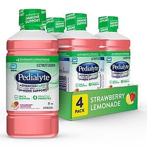 4-Pack 1-Liter Pedialyte AdvancedCare Electrolyte Drink (Strawberry Lemonade) $9.60 w/ Subscribe & Save