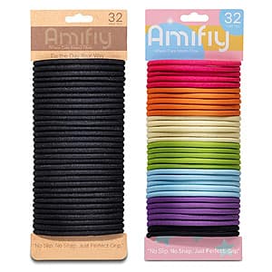 32-Count 4mm Amifiy No Damage Hair Ties (Black or Multicolor) $2