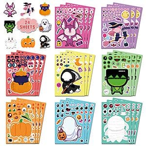 24-ct HSHFAMIIY-US Halloween Make-A-Character Sticker Sheets $3.60