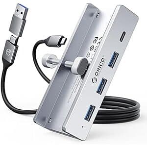 ORICO 4-Port USB Desk Clamp Hub (1x USB-C, 3x USB-A) $14.30