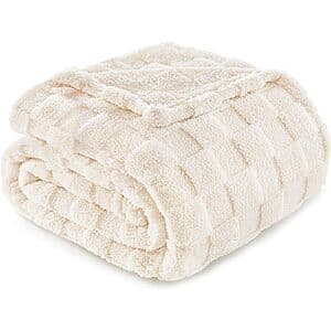60" x 50" Exclusivo Mezcla Fleece Throw Blanket (Ivory) $9.50