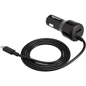 Amazon Basics 30W USB Car Charger w/ Attached 18W PD USB-C Cable $5 + Free S&H w/ Prime