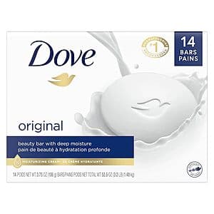 14-ct 3.75-oz Dove Beauty Bar Gentle Skin Cleanser (Original) $11 w/ Subscribe & Save