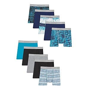 10-Pk Hanes Boys' Underwear Boxer Briefs (Solids/Prints) $11.90
