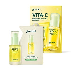 GOODAL VITA C Serum Double Pack showing a 30ml full-size bottle and 30ml refill pouch of vitamin C brightening serum.