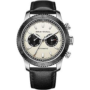 SEA-GULL 43mm Men’s Panda Eye Mechanical Watch w/ Black Leather Strap $159.20 + Free S&H