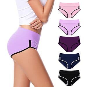 5-Pk CAILECOTTON Women's Cotton High Waisted Underwear (Various Colors) $10