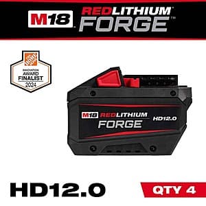 4-Pack Milwaukee M18 18V Lithium-Ion REDLITHIUM FORGE HD 12.0 Ah Batteries $569 + Free Shipping