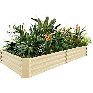 Prime Members: Land Guard Galvanized Raised Garden Bed (8'×4'×1', Cream Yellow) $25 + Free Shipping