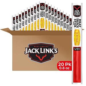 20-Pack 0.8oz Jack Link's Meat Sticks: Original $13.70, Teriyaki $12.05 w/ Subscribe & Save