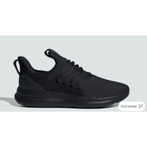 Adidas sneakers in core black and grey or cloud white colorways, available in wide sizes.