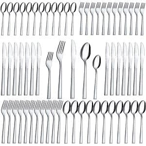 Hunnycook Stainless Steel Silverware Sets: 40-Pc (for 8) $16, 60-Pc (for 12) $20.50 + Free S&H