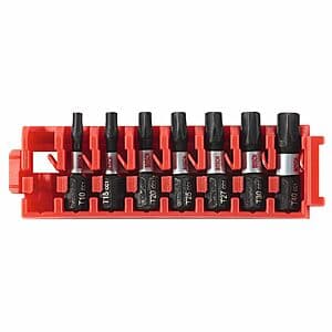 7-Piece 1" Driven Impact Torx Insert Bit Set w/ Clip for Custom Case System $4.50
