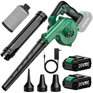 K I M O. Cordless Leaf Blower & Vacuum w/ 2x 2000mAh Battery & Charger $30