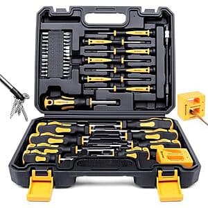 43-Piece Amartisan Magnetic Screwdrivers Set w/ Case (Yellow) $15.35