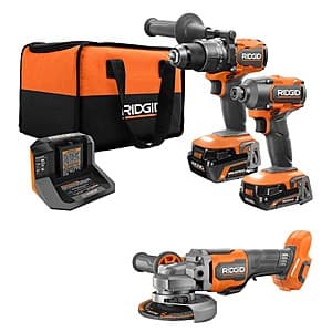 Ridgid 18V 2-Tool Hammer Drill Impact Driver Combo Kit w/ 4-1/2" Angle Grinder $149 + Free Shipping