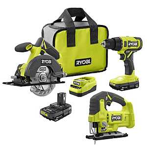 RYOBI ONE+ 18V 2-Tool Combo Kit w/ 2x 1.5 Ah Batteries, & Charger + 18V Jig Saw $129 + Free S&H