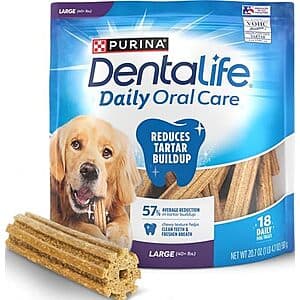 18-Count Purina DentaLife Daily Oral Care Dog Sticks (Large Chews) $5.70 w/ S&S