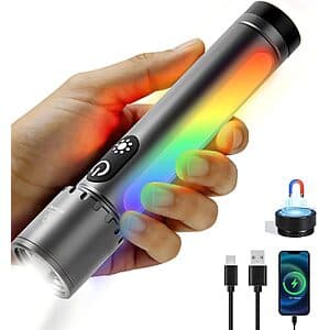 OMALIGHT Rechargeable EDC Flashlight w/ COB Side Light & Magnetic Base $12