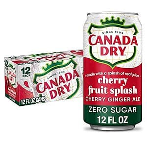12-Pk 12-Oz Canada Dry Zero Sugar Fruit Splash Cherry Ginger Ale Soda $4.75 w/ S&S
