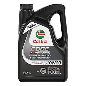 5-Qt Castrol Edge High Mileage Advanced Full Synthetic Motor Oil (0W-20) $21.20 w/ Subscribe & Save