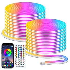 66' Minetom RGB LED Outdoor Neon Rope Lights $16
