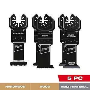 5-Pc Milwaukee OPEN-LOK Variety Oscillating Blade Set w/ Japanese Hardwood Blade $19.90 + Free Shipping