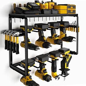 Spampur 3-Layer Heavy Duty Metal Tool Organizer Wall Mount (8 Drill Holder) $20