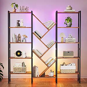 5-Tier Casacomoda Triple Bookshelf w/ RGB LED Lights, 17-Shelves & Metal Frame $70 + Free S&H