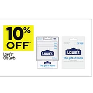 Dollar General In-Stores Offer: Lowe's Gift Cards 10% Off (Valid thru 10/3)