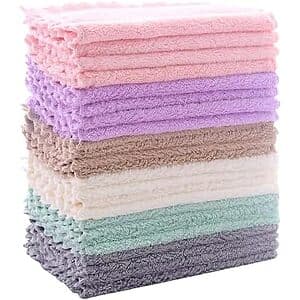 24-Pack 7" x 9" Sunny zzzZZ Coral Fleece Kitchen Cleaning Cloths (Multicolor) 2 for $9