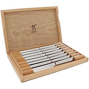 8-Pc Zwilling J.A. Henckels Stainless Steel Steak Knife Set w/ Wooden Case $38 + Free S&H
