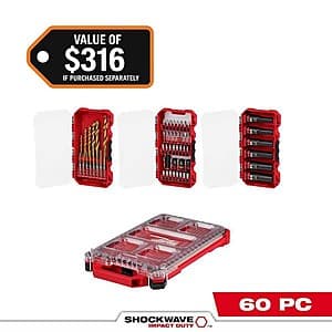 Select Stores: 60-Pc Milwaukee SHOCKWAVE Impact Duty Screw Driver Bit Set w/ PACKOUT Case $42 (Valid In-Store Only)