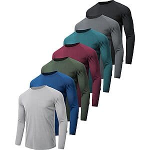 7-pk MLYENX Men's Quick Dry Long Sleeve Workout T-Shirts $34