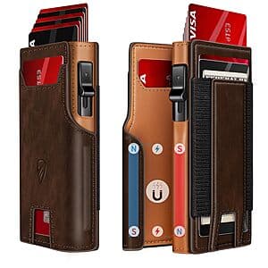 RUNBOX RFID Blocking Aluminum Pop-Up Card Holder Wallet w/ ID Window from $9.50