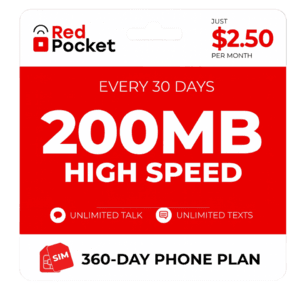 $2.50/Mo RedPocket Prepaid Wireless Phone Plan+Kit: Unlimited Talk /Text + 200MB $30 + Free Shipping